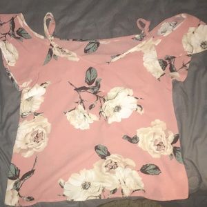 Pink Off the Shoulder Top w/ Flowers